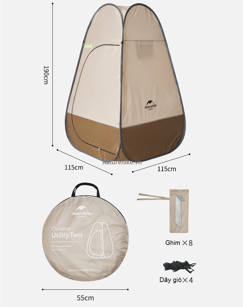 Naturehike Foldable Portable Changing Tent Brown