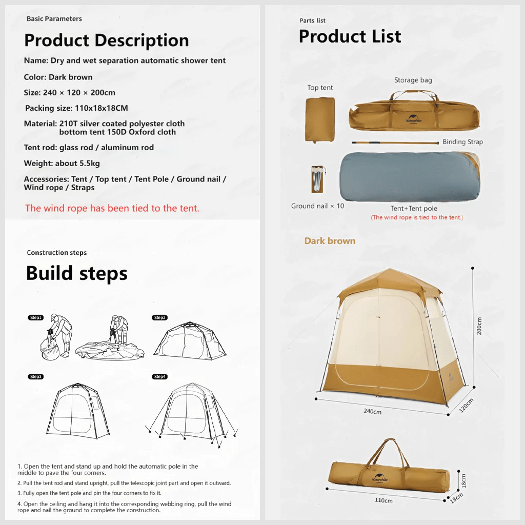Naturehike Wet & Dry Separation Shower Tent
