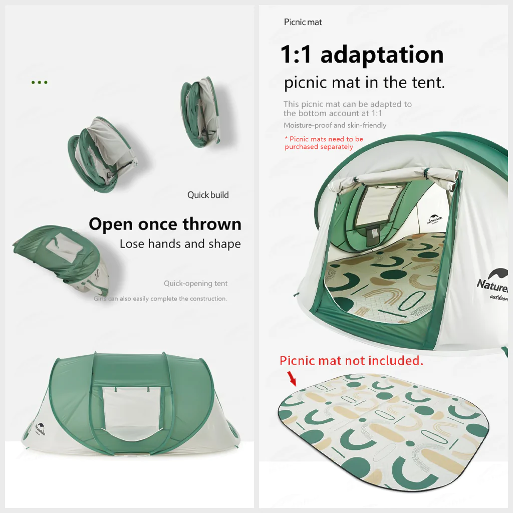 Naturehike 3-4 Hand Pop Up Automatic Tent - Apricot