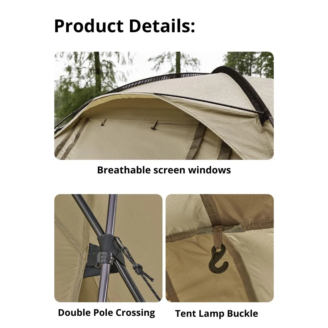 Naturehike UPF50+ Aries B tunnel tent for 4-6 man(without tarp pole) - Khaki