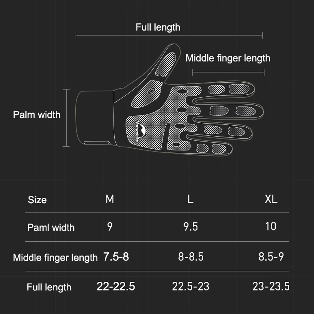 Naturehike GL10 Touch Non-slip Gloves-20ST Black Xl