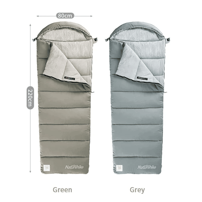 Naturehike Envelop Washable Cotton Sleeping Bag With Hood Green M300