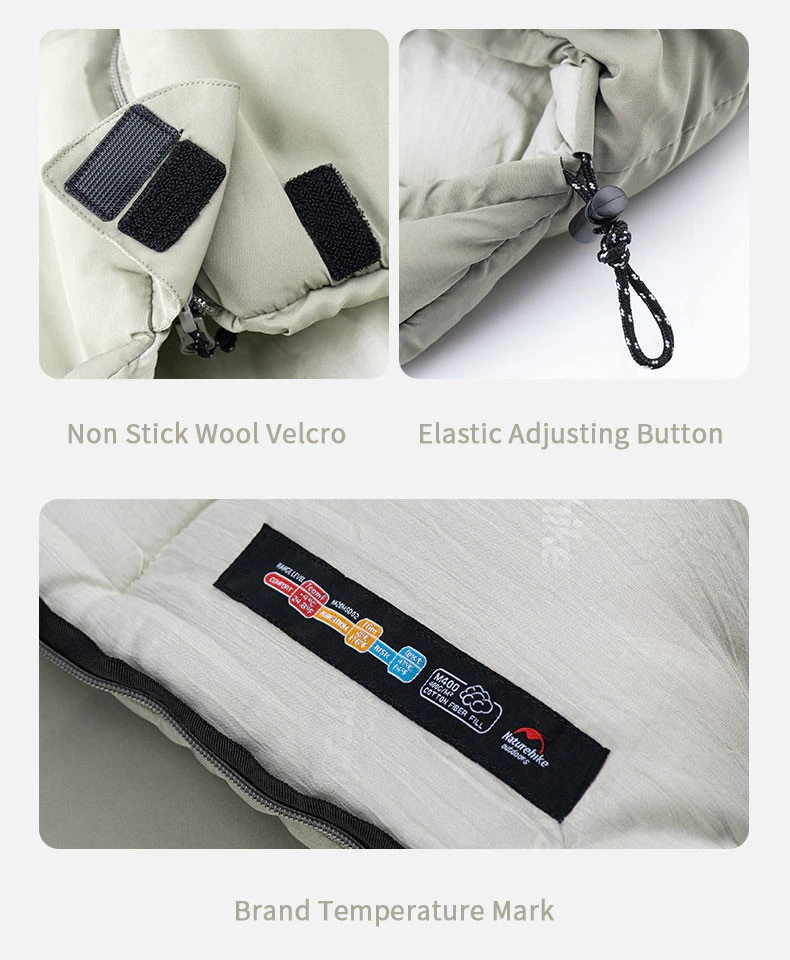 Naturehike Envelop Washable Cotton Sleeping Bag With Hood Grey M180