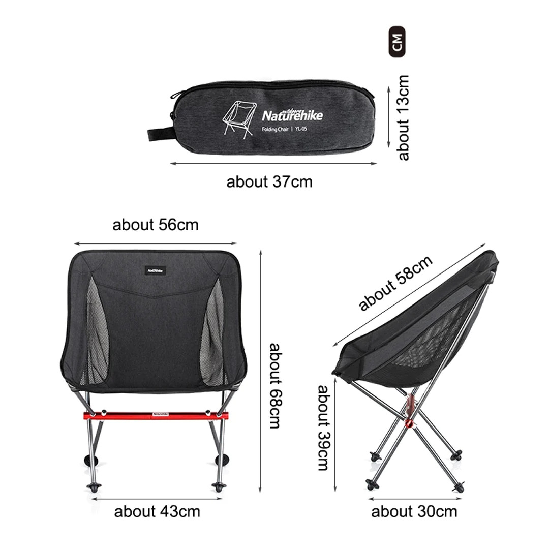Naturehike YL05 Alu Folding Moon Chair Black