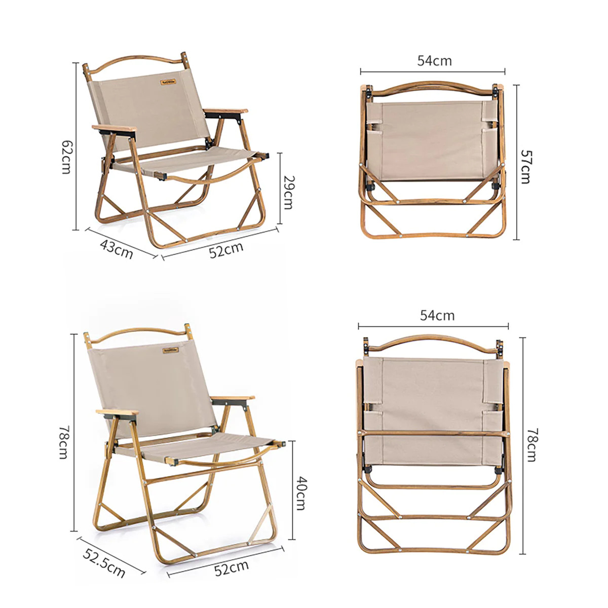 Naturehike MW02 Outdoor Folding Chair Aluminum Alloy Walnut Color