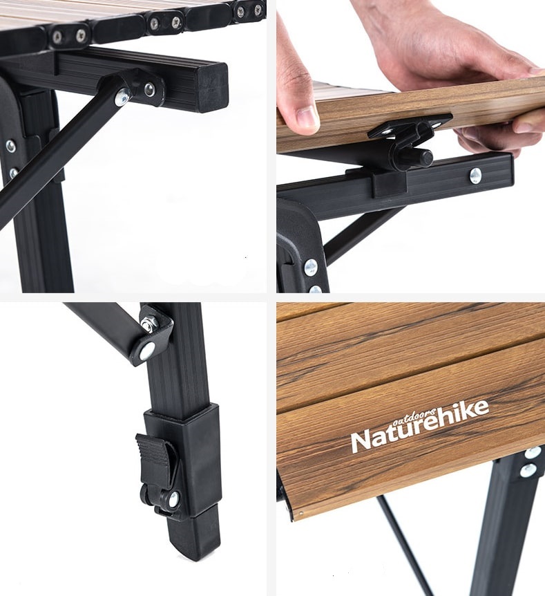 Naturehike MW03 Outdoor Telescopic Folding Table Walnut Wood Grain