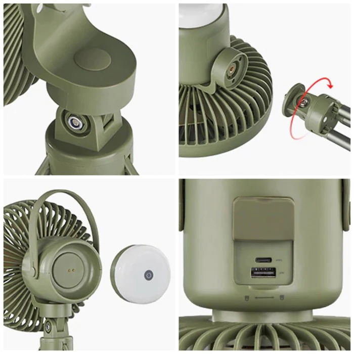 Naturehike Camping Fan With Magnetic Lamp Khaki