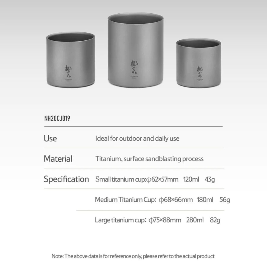 Naturehike Double-layer Titanium Cup Without Handle Titanium 120ml