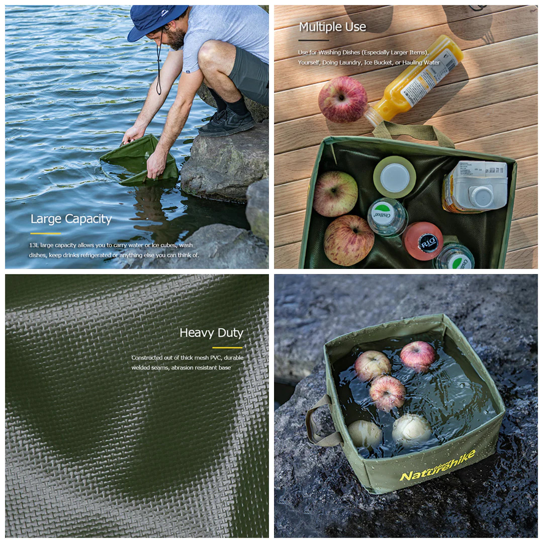 Naturehike H030 Foldable Square Bucket Light Brown 13L