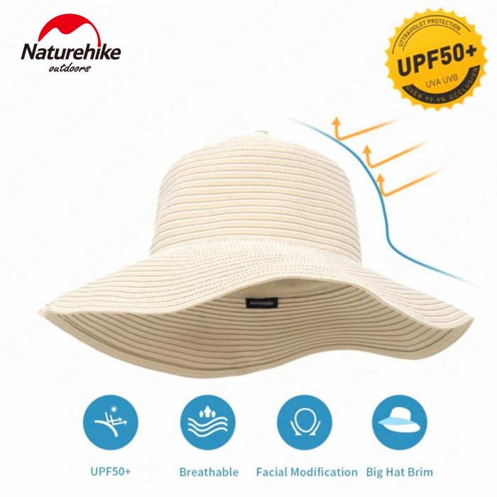 Naturehike Solid Color Big Brim Sunhat Black