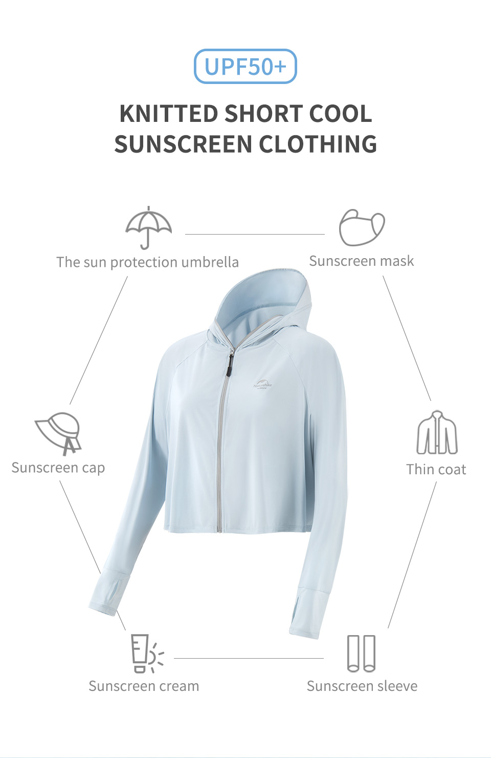 Naturehike Knitted Short Cool Sunscreen Suit White