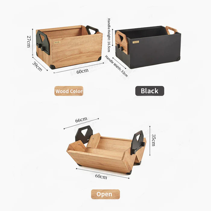 Naturehike Multifunctional Solid Wood Storage Box Black 50L