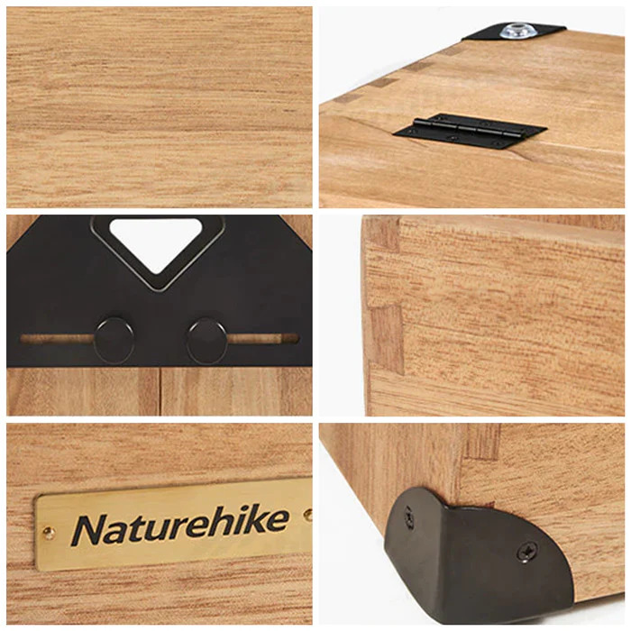Naturehike Multifunctional Solid Wood Storage Box Black 50L
