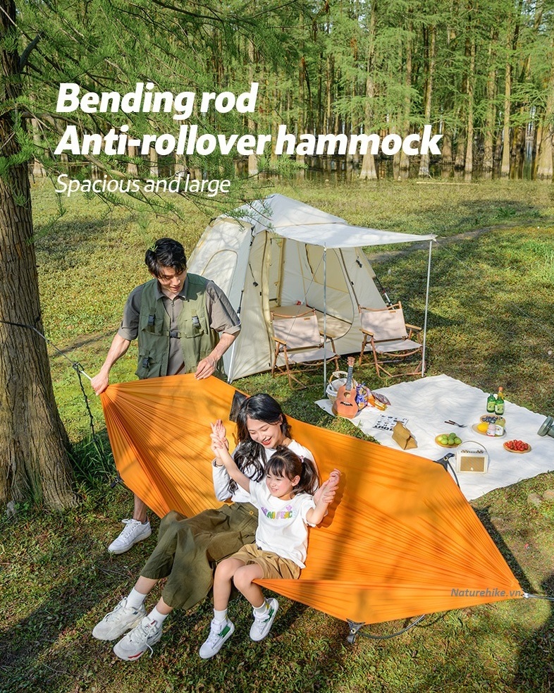 Naturehike DC-C05-flyingboat Curved Rod Anti-rollover Hammock Double Navy