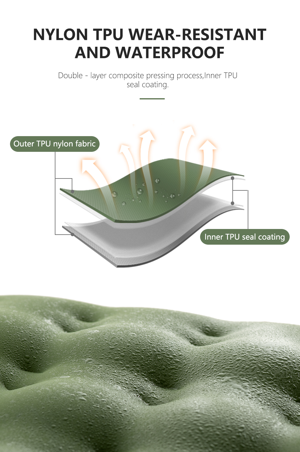 Naturehike TPU Thick Double Inflatable Cushion Suede Fabric Light Brown