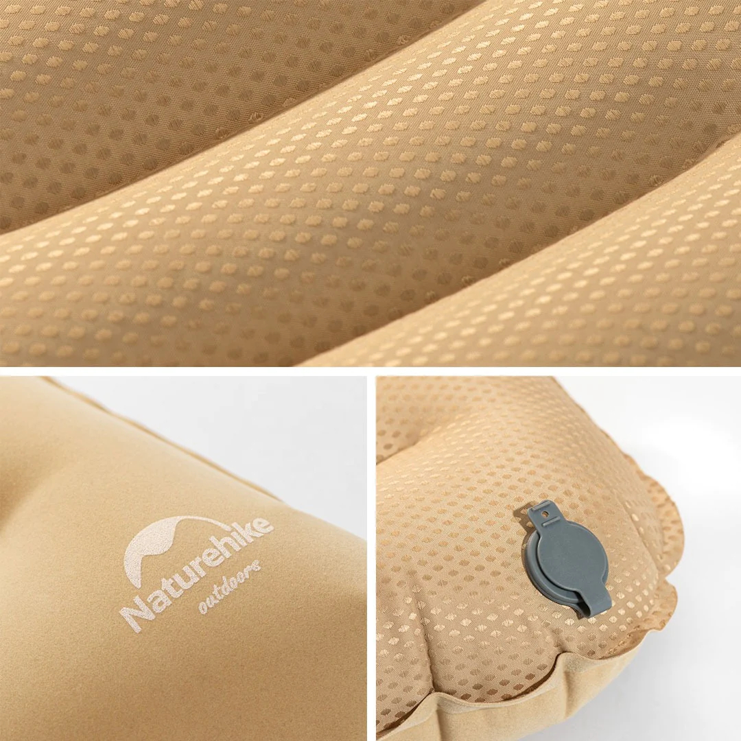 Naturehike PU Flocking Comfortable Sleeping Pillow Khaki