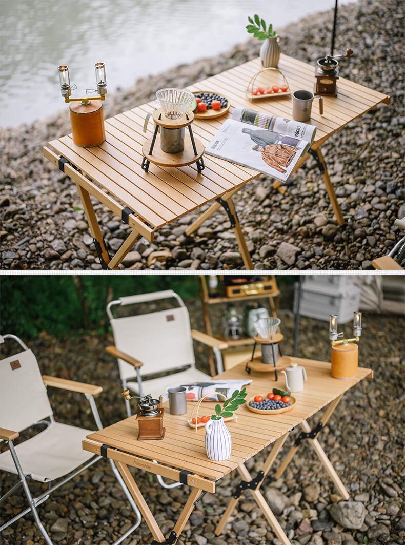 Naturehike Outdoor Folding Egg Roll Table Walnut( Small)