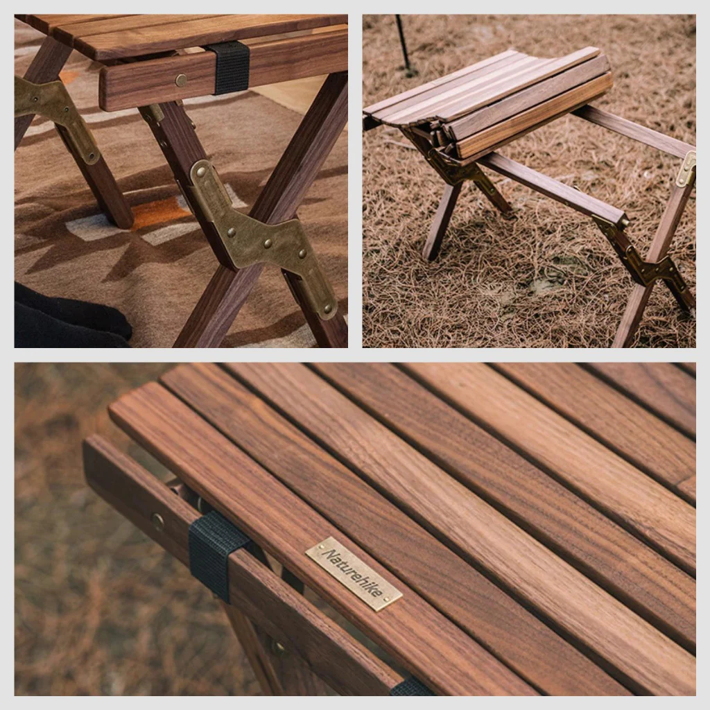 Naturehike HTM Outdoor Folding Egg Roll Table Black Walnut/M