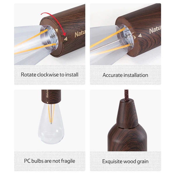 Naturehike LED Outdoor Lightwood Grain Bubble Lamp Dry Battery Type