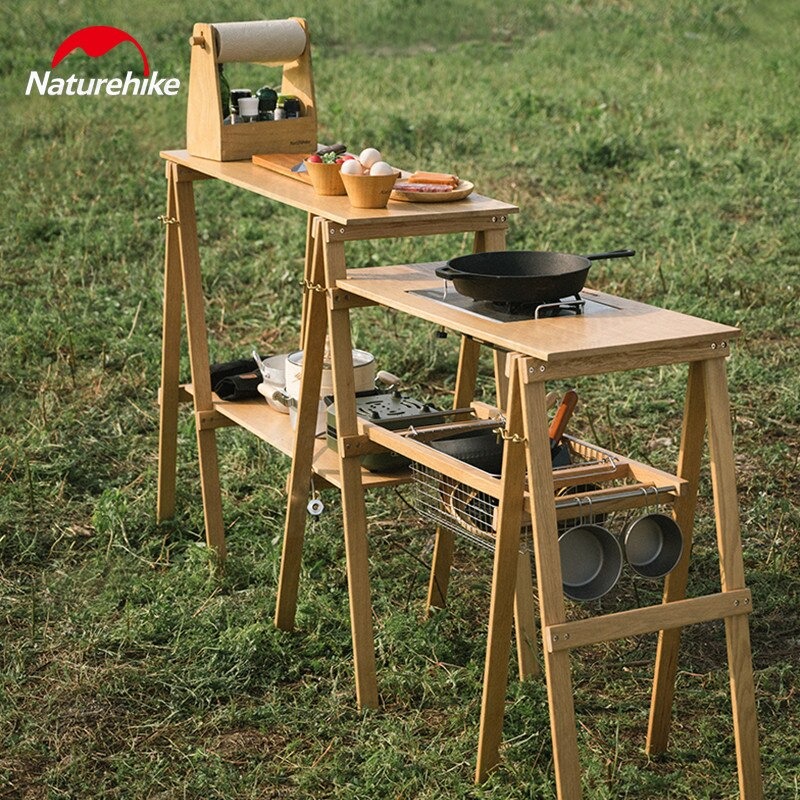 Naturehike Outdoor Camping Kitchen Cooking Table Wood