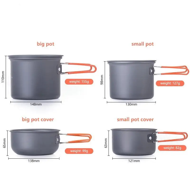 Naturehike Four-piece Hiking Camping Cookware Carbon
