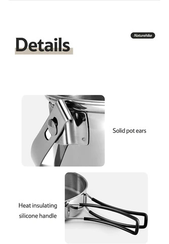 Naturehike 3 In 1 Stainless Steel Pot Set Pot Set