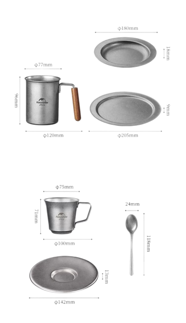 Naturehike Stainless Steel Retro Cutlery Double Layer Cup Set
