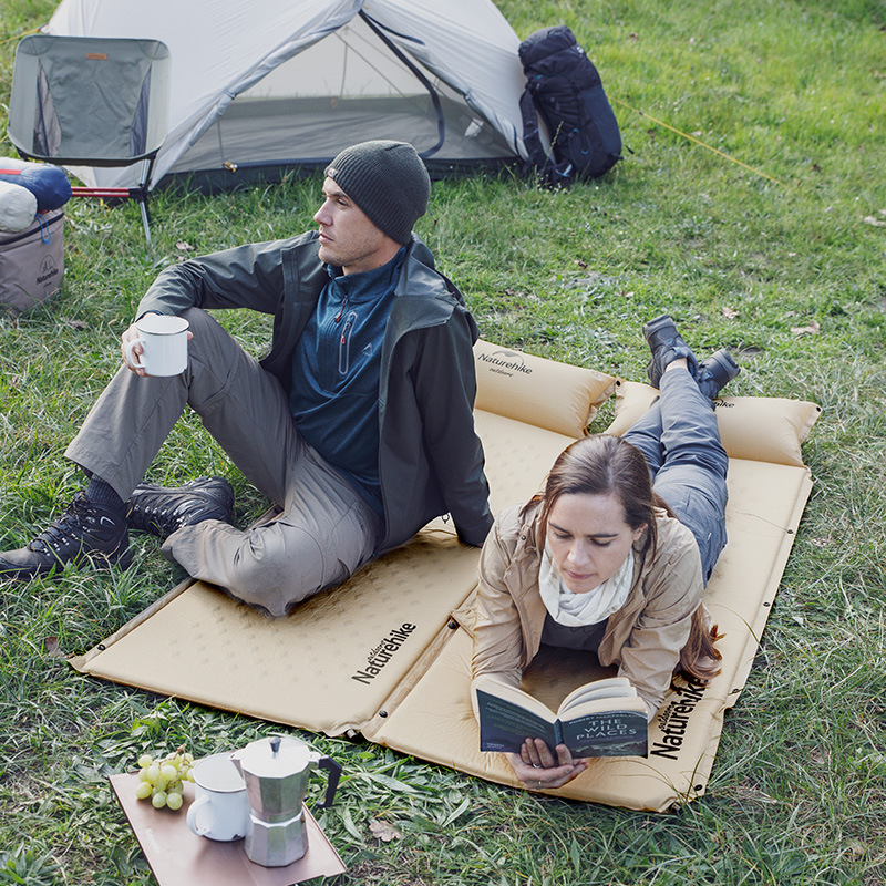 Naturehike Couple  Inflatable Mat With Pillow-updated Blue