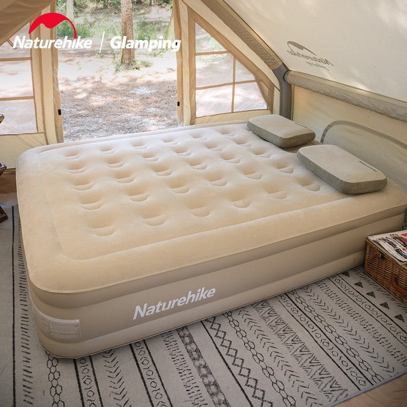 Naturehike PVC Heightened Air Mattress With Air Pump Single Khaki