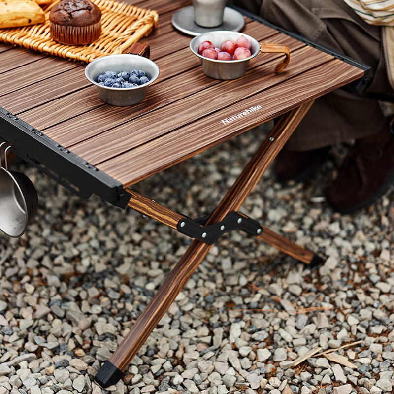 Naturehike Aluminum Alloy Hanging Egg Roll Table - Wood Grain