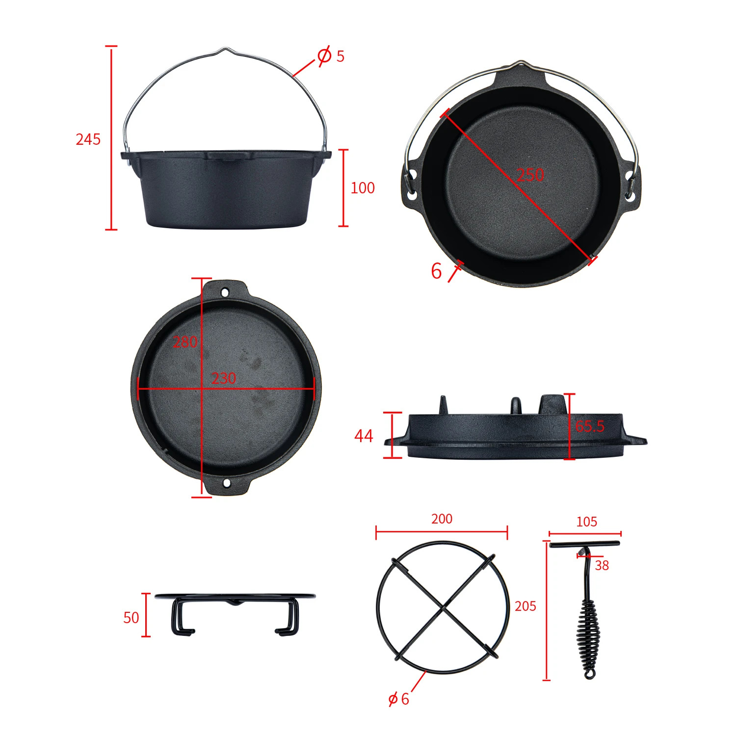 Naturehike Cast Iron Dutch Pot Black