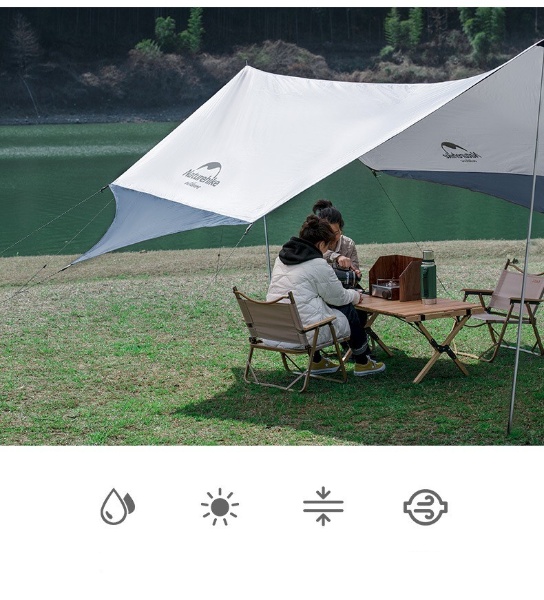 Naturehike UPF50+ Hexagon Tarp With 2 Poles - Grey Blue (L)