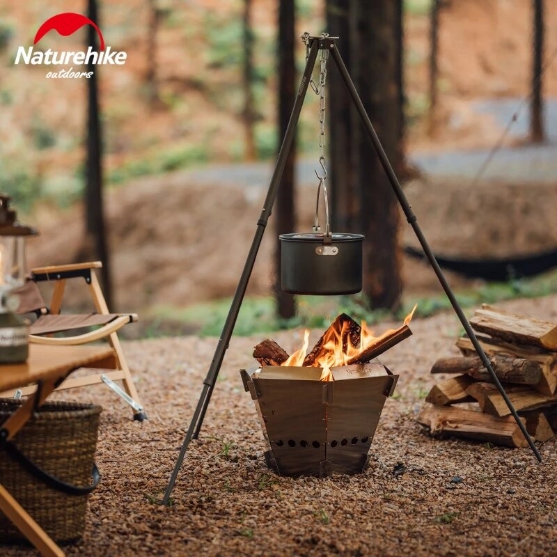Naturehike 6 Pcs Folding Stainless Steel Fire Rack Silver