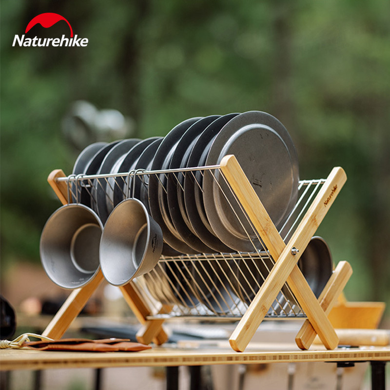 Naturehike Stainless Steel Folding Drainage Rack Bamboo