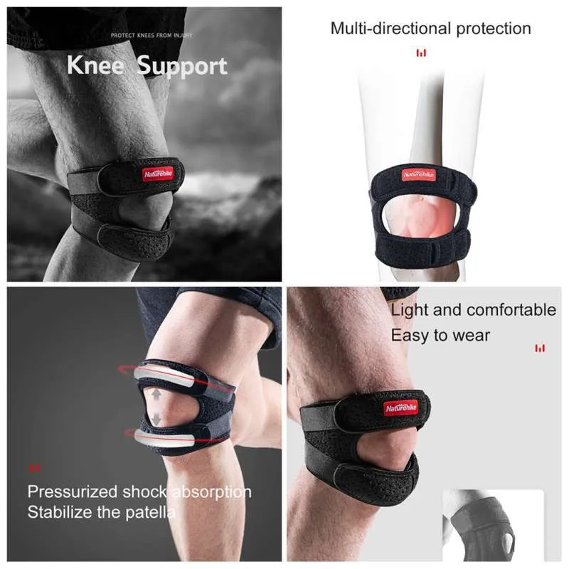 Naturehike Adjustable Patellar Tendon Support Strap Knee Brace Black (Men)