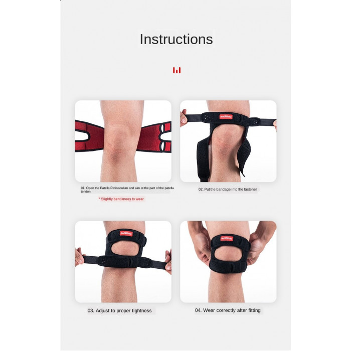 Naturehike Adjustable Patellar Tendon Support Strap Knee Brace Black (Men)