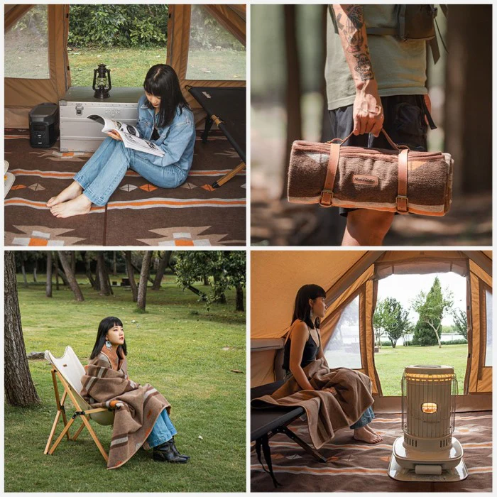 Naturehike Geometric Pattern Wool Blanket Khaki