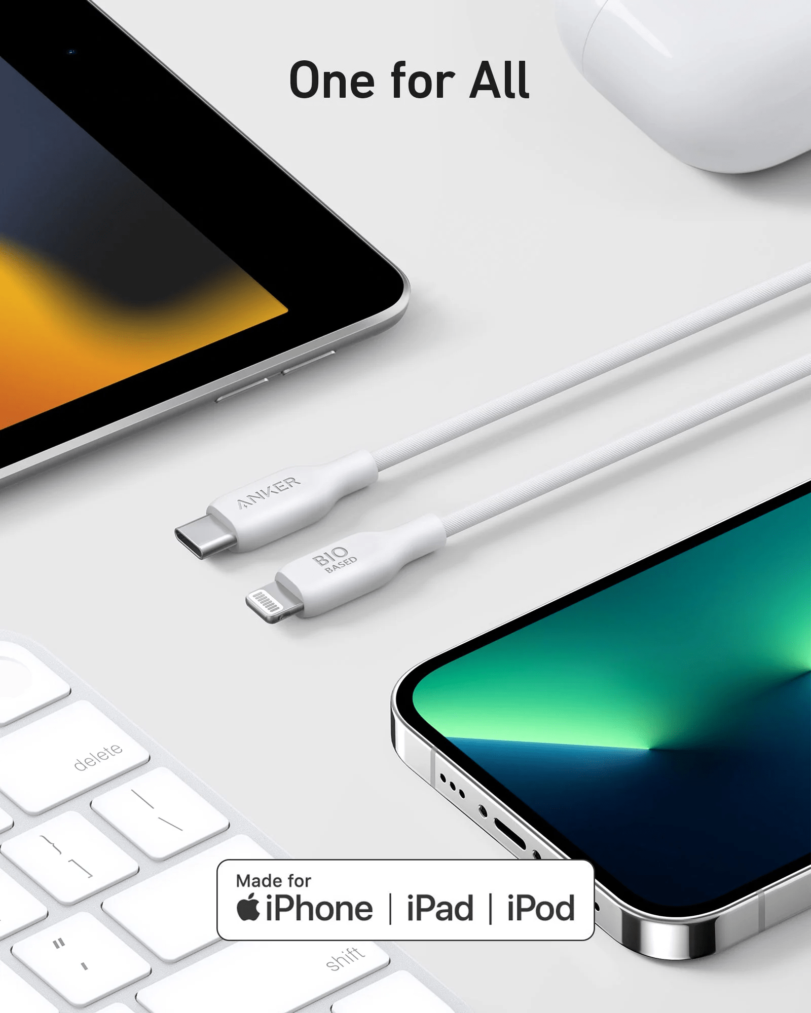 Anker 541 USB-C to Lightning (Bio-Based) (0.9m/3ft) -White