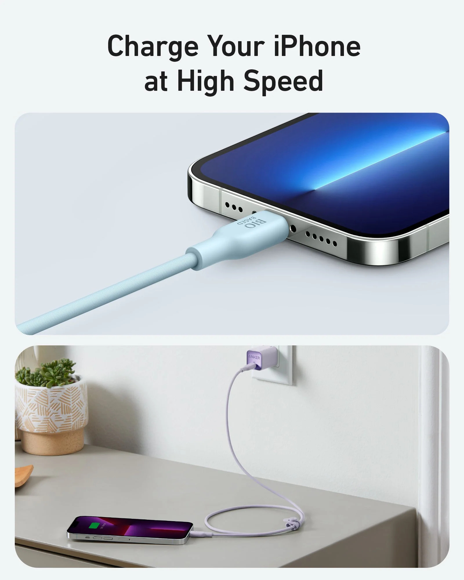 Anker 542 USB-C to Lightning (Bio-Based) (1.8m/6ft) -Blue