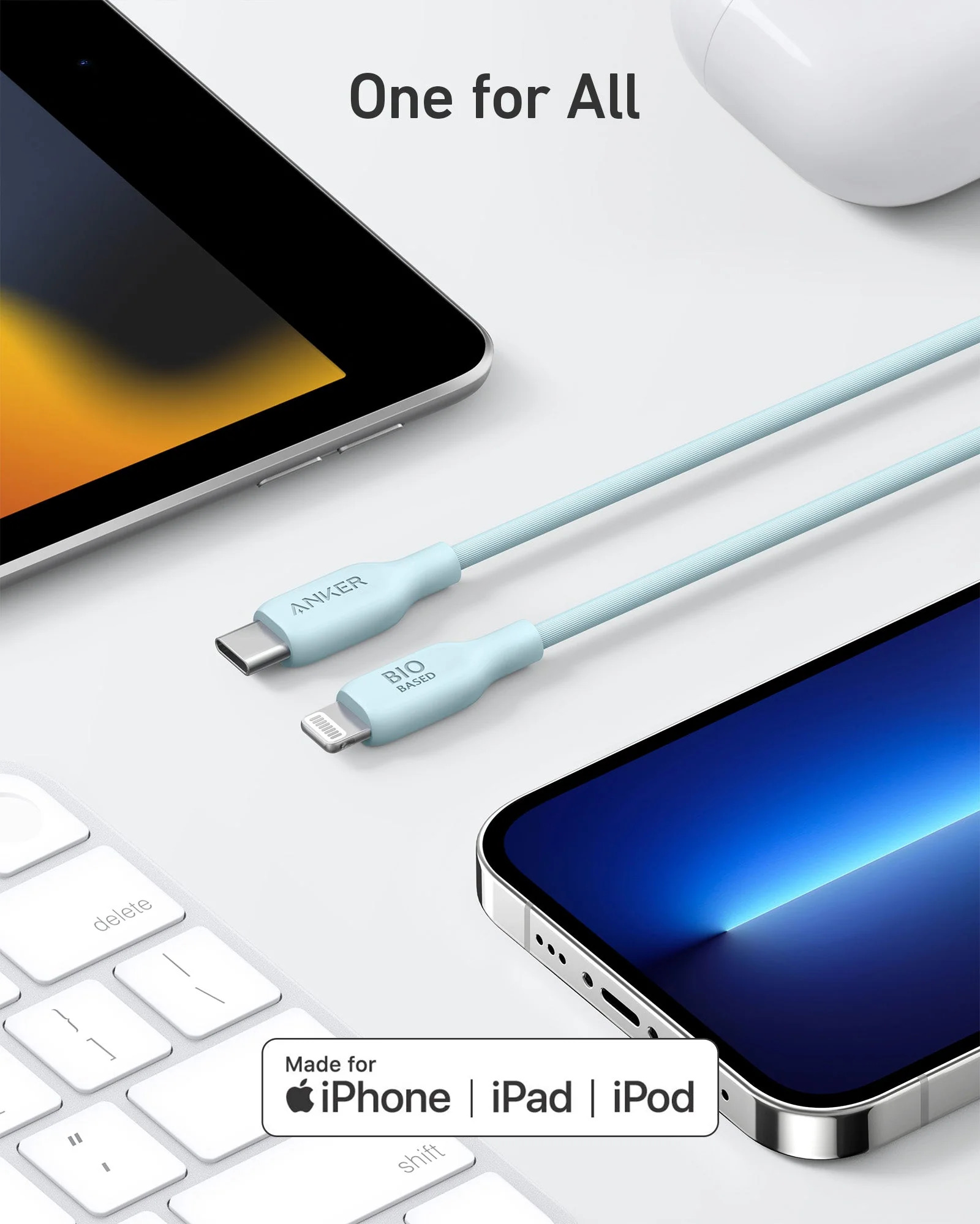 Anker 542 USB-C to Lightning (Bio-Based) (1.8m/6ft) -Blue