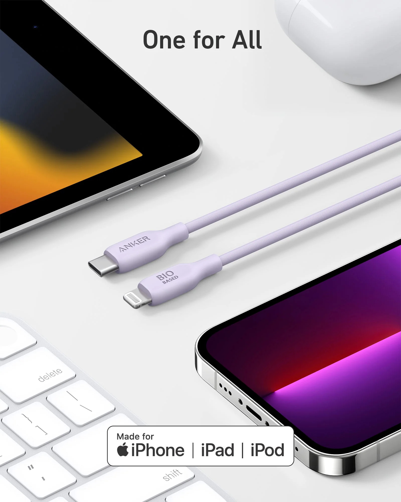 Anker 542 USB-C to Lightning (Bio-Based) (0.9m/3ft) -Violet