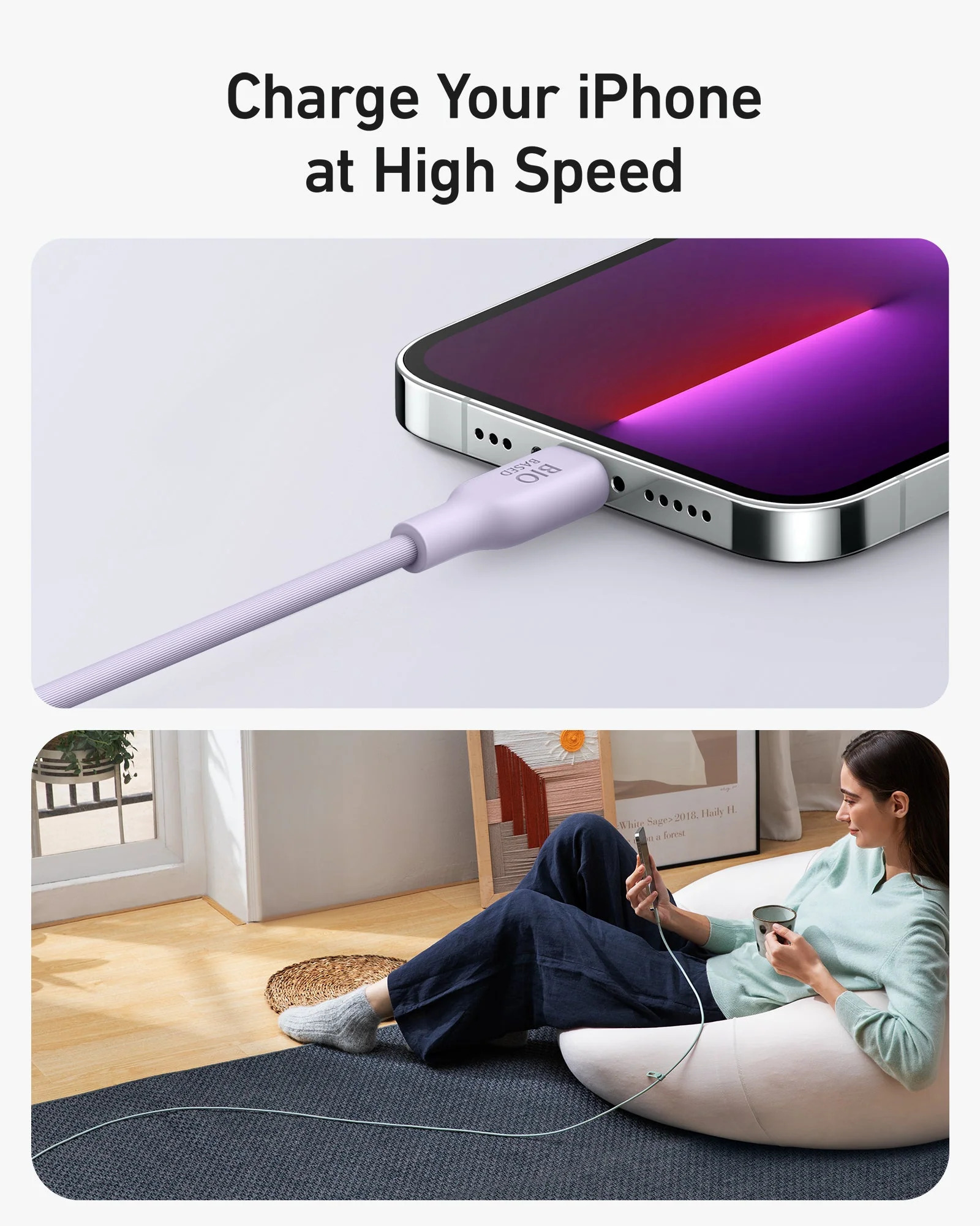 Anker 542 USB-C to Lightning (Bio-Based) (1.8m/6ft) -Violet