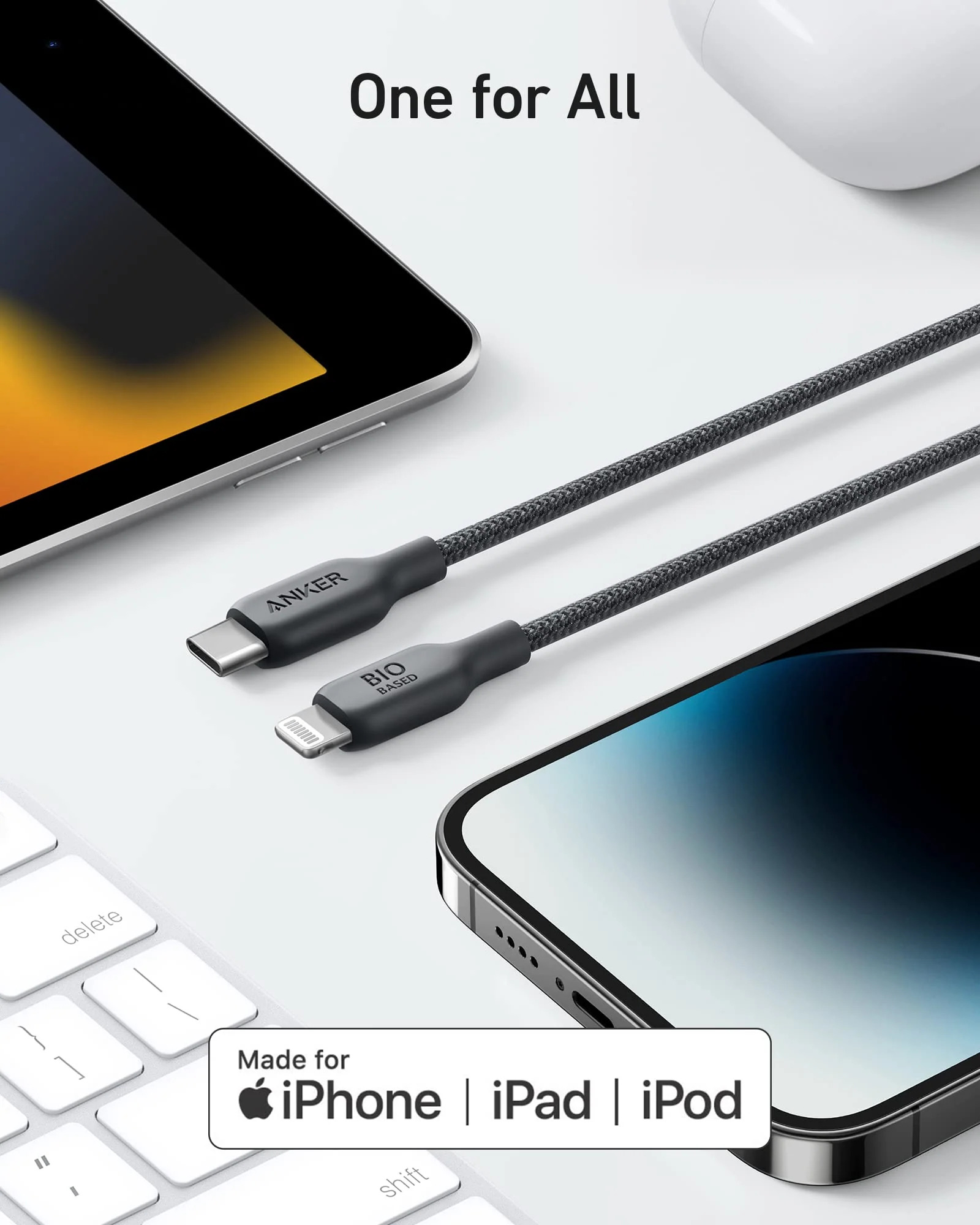 Anker 542 USB-C to Lightning (Bio-Nylon) (0.9m/3ft) - Black