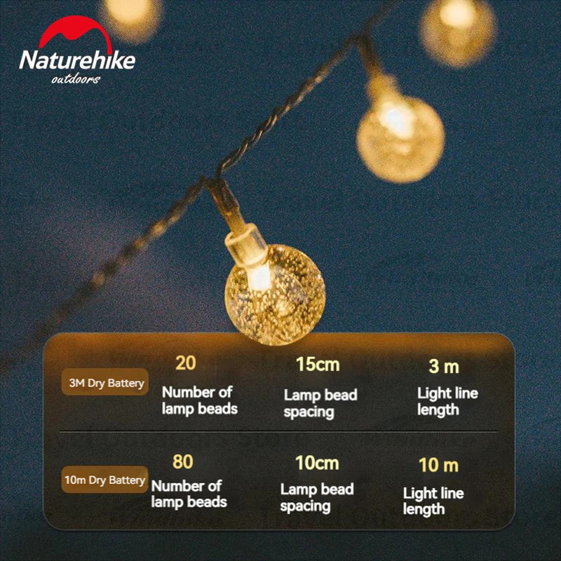 Naturehike Outdoor String Lamp Bead LED Lighting 3M