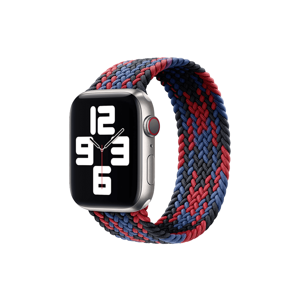 Wiwu Braided Solo Loop Watchband For IWatch 42-44MM (M:142MM) - Black-Red-Dark Blue
