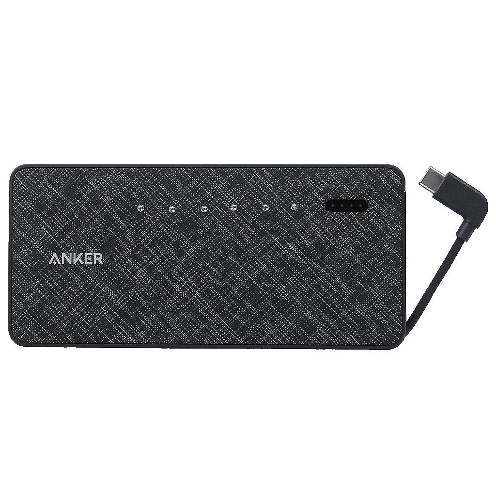Anker PowerCore+ Metro 10000 with Builtin USBC Cable - Black Fabric Limited Edition