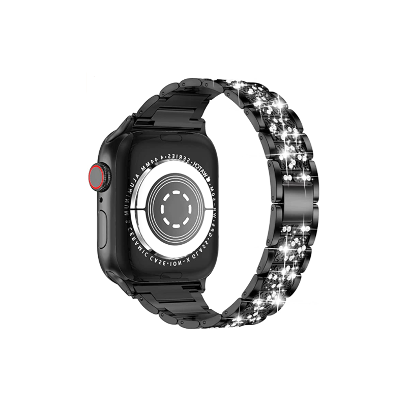 Wiwu Ultra Thin Steel Belt Three Beads With Diamond Watchband For Iwatch 38-40mm - Black